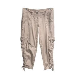 White House Black Market Tan Khaki Beige Cargo Capri Pants Vintage Womens 2